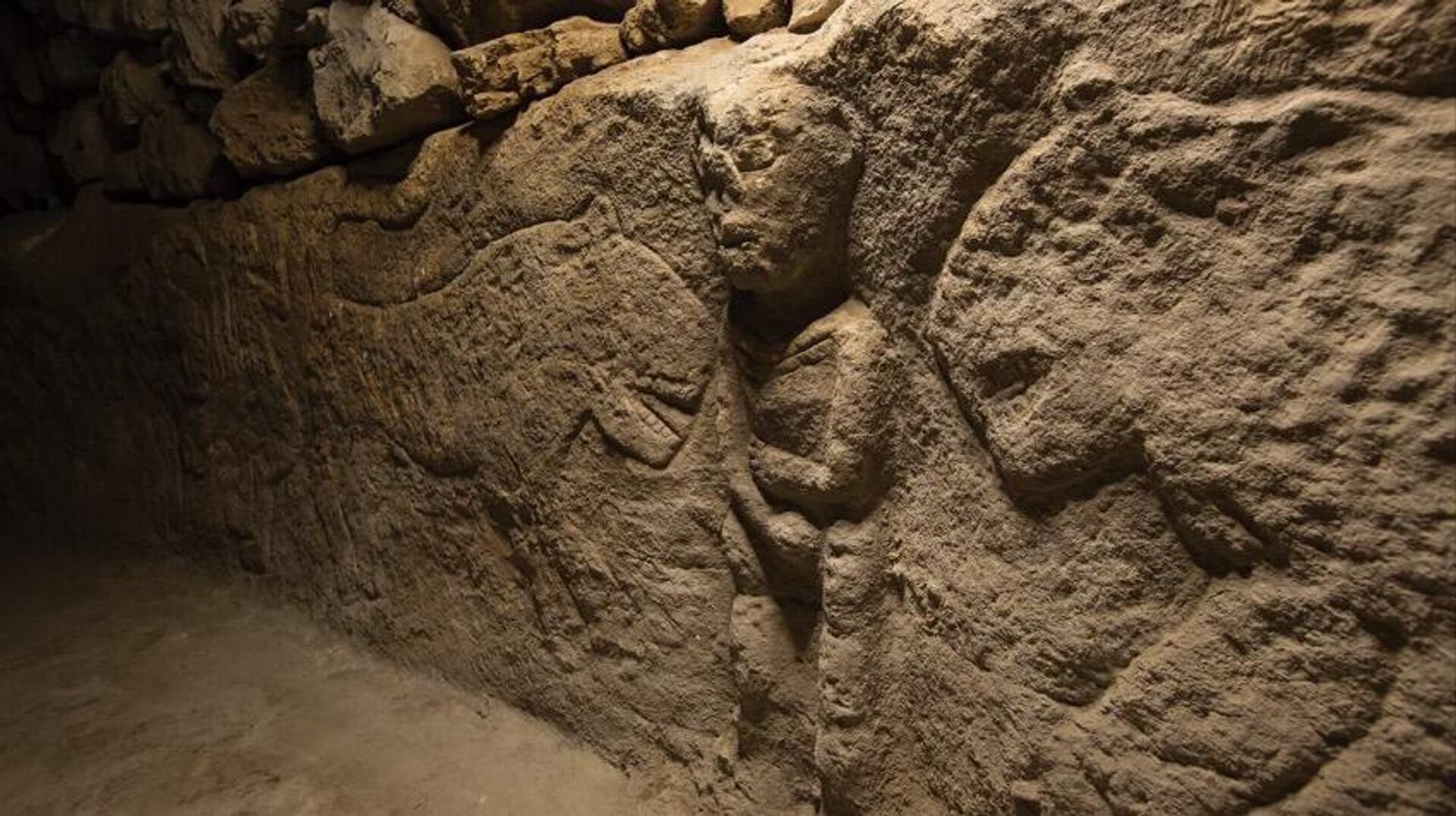 Baixo-relevo de 11 mil anos é encontrado na Turquia representando um homem segurando a genitália e cercado por leopardos - Sputnik Brasil, 1920, 09.12.2022