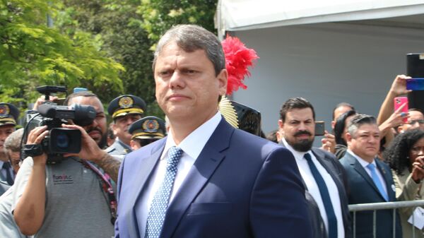Tarcísio de Freitas (Republicanos) durante a cerimônia de posse como governador de São Paulo, no dia 1º de janeiro de 2023 - Sputnik Brasil