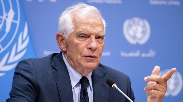 O chefe de política externa da União Europeia, Josep Borrell, fala durante uma coletiva de imprensa, na sede da ONU, 21 de setembro de 2022 - Sputnik Brasil