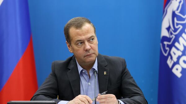 Dmitry Medvedev, vice-presidente do Conselho de Segurança da Rússia, durante encontro em 12 de janeiro de 2023 - Sputnik Brasil