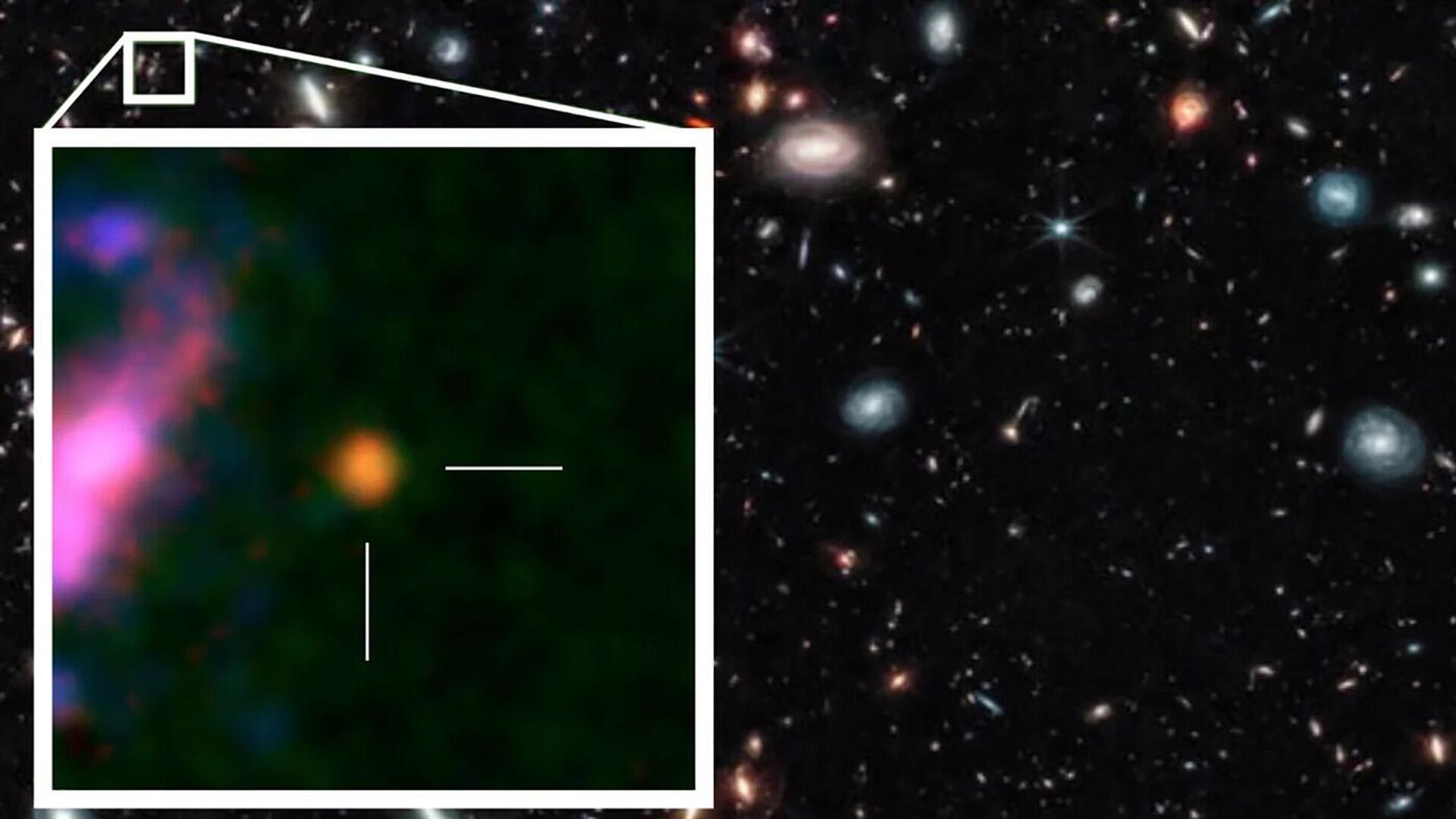 Um estudo realizado pela equipe de pesquisadores da Universidade de Nagoya e do Observatório Astronômico Nacional do Japão revelou que há oxigênio em uma das galáxias distantes - Sputnik Brasil, 1920, 26.01.2023