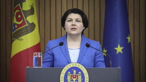 A primeira-ministra da Moldávia, Natalia Gavrilita, anuncia sua renúncia durante coletiva de imprensa na capital, Chisinau. Moldávia, 10 de fevereiro de 2023 - Sputnik Brasil