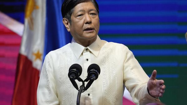 Ferdinand Marcos Jr., presidente filipino, fala em discurso ambiental em Manila, Filipinas, 5 de outubro de 2022 - Sputnik Brasil