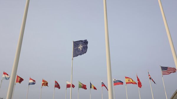 Bandeiras dos Estados-membros da OTAN fora da sede do bloco em Bruxelas, Bélgica, 10 de janeiro de 2023 - Sputnik Brasil