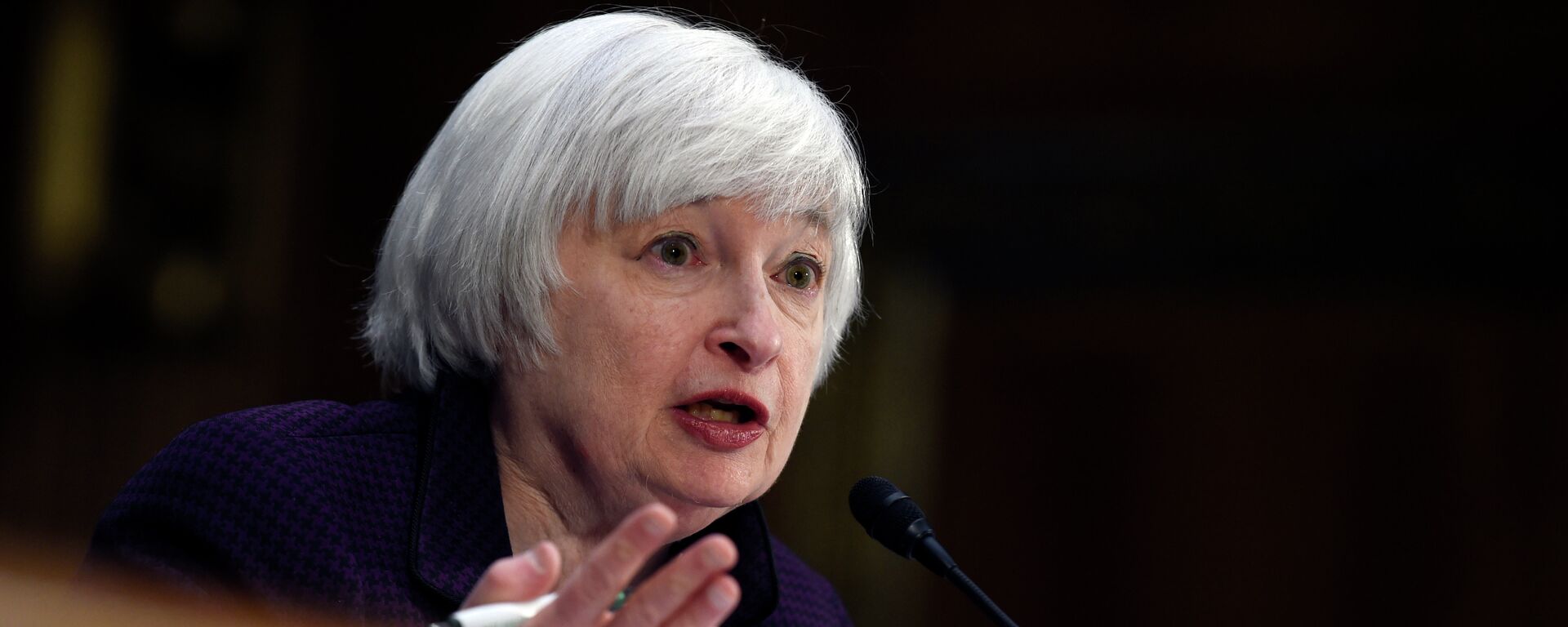 A presidente do Conselho do Federal Reserve, Janet Yellen, testemunha no Capitólio em Washington, 24 de fevereiro de 2015 - Sputnik Brasil, 1920, 12.03.2023