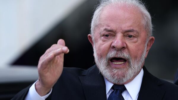 O presidente do Brasil, Luiz Inácio Lula da Silva, fala durante sua visita ao Comando da Marinha do Brasil, em Brasília, Brasil, 15 de março de 2023 - Sputnik Brasil