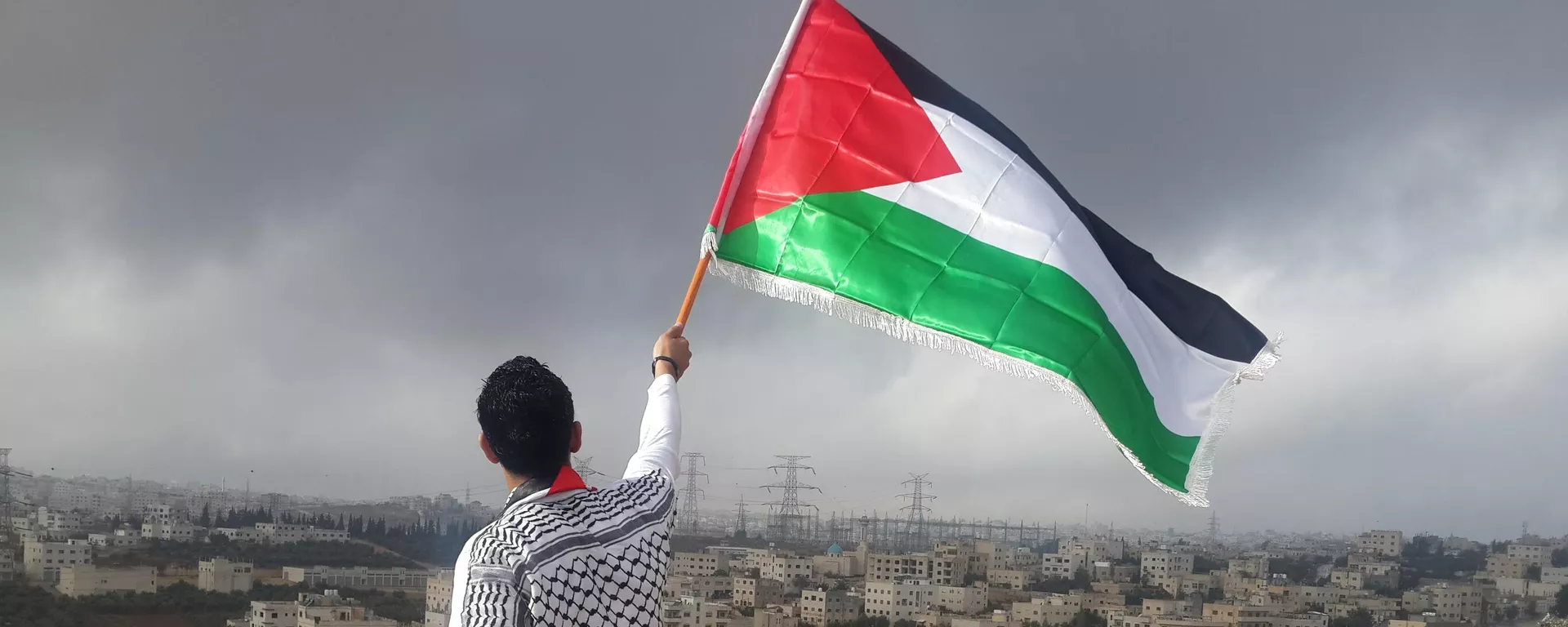 Homem agitando a bandeira palestina (imagem de referência) - Sputnik Brasil, 1920, 14.10.2023