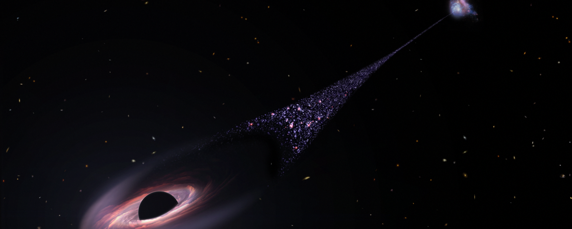 Buraco negro supermassivo em movimento que pode ser aproximadamente 20 milhões de vezes mais massivo que o Sol - Sputnik Brasil, 1920, 09.04.2023
