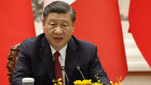 O presidente da China, Xi Jinping, em Pequim em 6 de abril de 2023 - Sputnik Brasil