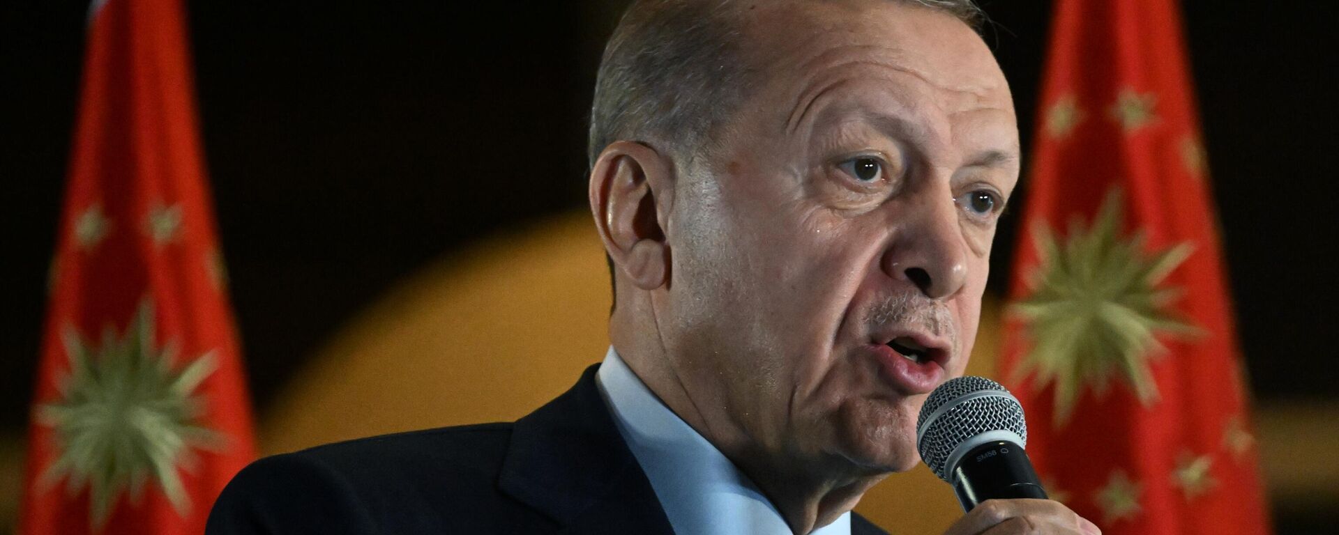 Presidente reeleito turco Recep Tayyip Erdogan fala a seus apoiadores na praça em frente ao Palácio Presidencial em Ancara. - Sputnik Brasil, 1920, 12.11.2023