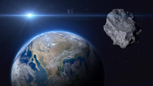 Ilustração de um asteroide orbitando o Sol perto da Terra - Sputnik Brasil