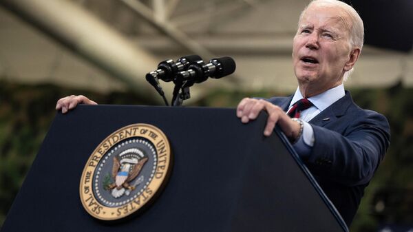 Joe Biden, presidente dos EUA, discursa para militares e suas famílias em Fort Liberty, Carolina do Norte, EUA, 9 de junho de 2023 - Sputnik Brasil
