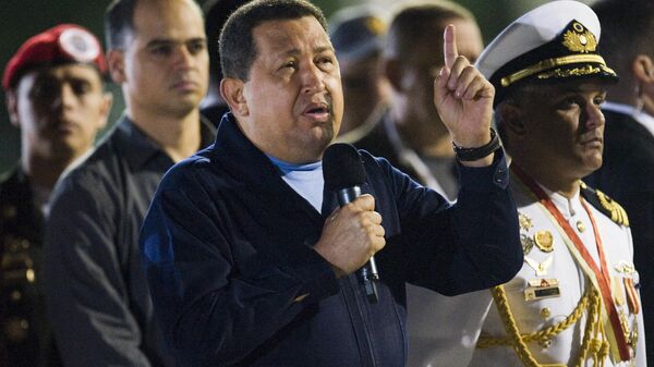 Hugo Chávez, presidente da Venezuela, dá discurso antes de partir para Cuba, em Caracas, Venezuela, 24 de março de 2012 - Sputnik Brasil