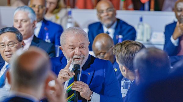 Presidente da República, Luiz Inácio Lula da Silva, durante diálogo de Alto Nível da Cúpula para um Novo Pacto Financeiro Global, 23 de junho de 2023 - Sputnik Brasil