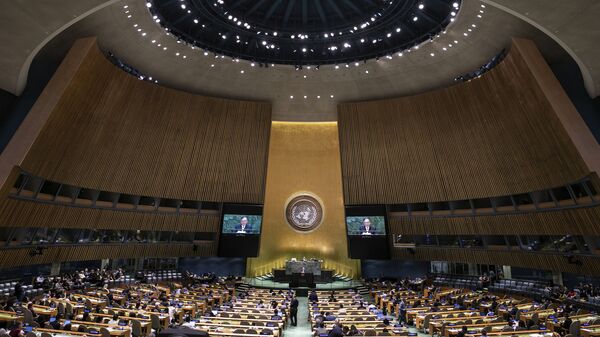O secretário de Relações Exteriores das Filipinas, Teodoro Locsin Jr., discursa na 74ª sessão da Assembleia Geral das Nações Unidas na sede da ONU, 28 de setembro de 2019 - Sputnik Brasil