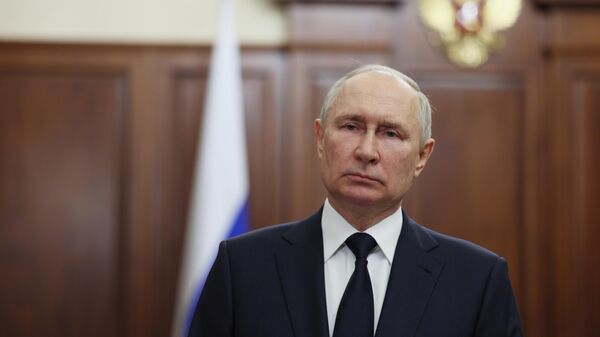 Vladimir Putin, presidente da Rússia, dá discurso aos cidadãos do país, 26 de junho de 2023 - Sputnik Brasil