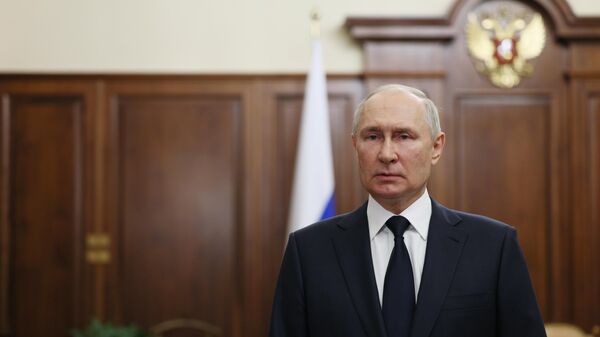 Vladimir Putin, presidente da Rússia, dá discurso aos cidadãos do país, 26 de junho de 2023 - Sputnik Brasil