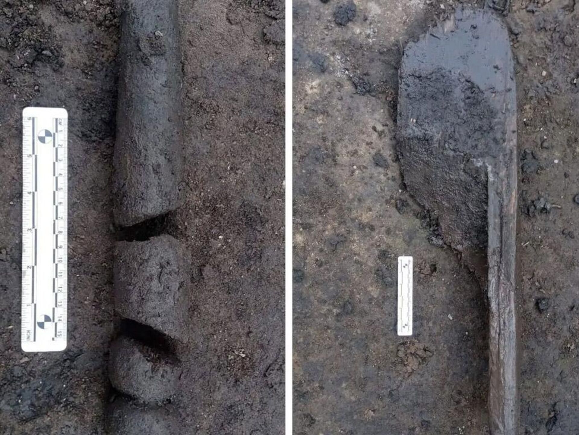 Os restos de um navio de madeira de 400 anos descobertos durante uma escavação de resgate na cidade de Chalco de Díaz Covarrubias, México - Sputnik Brasil, 1920, 27.06.2023
