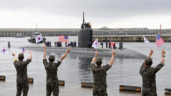 Submarino de propulsão nuclear dos EUA USS Annapolis chega à Coreia do Sul, base naval na ilha Jeju, 24 de julho de 2023 - Sputnik Brasil