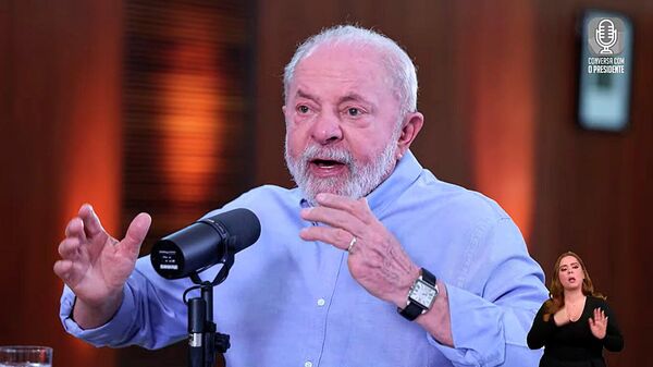 Presidente Lula é entrevistado por Marcos Uchoa no programa Conversa com o Presidente, em Brasília, 25 de julho, de 2023 - Sputnik Brasil