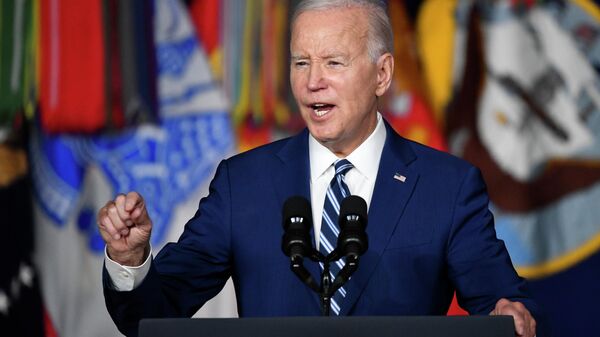 Joe Biden, presidente dos EUA, discursa no Centro Médico do Departamento de Assuntos de Veteranos George E. Wahlen, Cidade de Salt Lake, Utah, EUA, 10 de agosto de 2023 - Sputnik Brasil