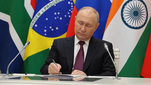 Vladimir Putin na Cúpula do BRICS, 24 de agosto de 2023 - Sputnik Brasil