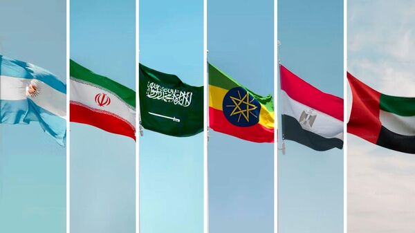 Bandeiras dos novos membros do BRICS: Argentina, Irã, Arábia Saudita, Etiópia, Egito e Emirados Árabes Unidos - Sputnik Brasil