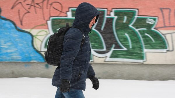 Um homem caminha enquanto a neve cai em Riga, em 8 de dezembro de 2022 - Sputnik Brasil
