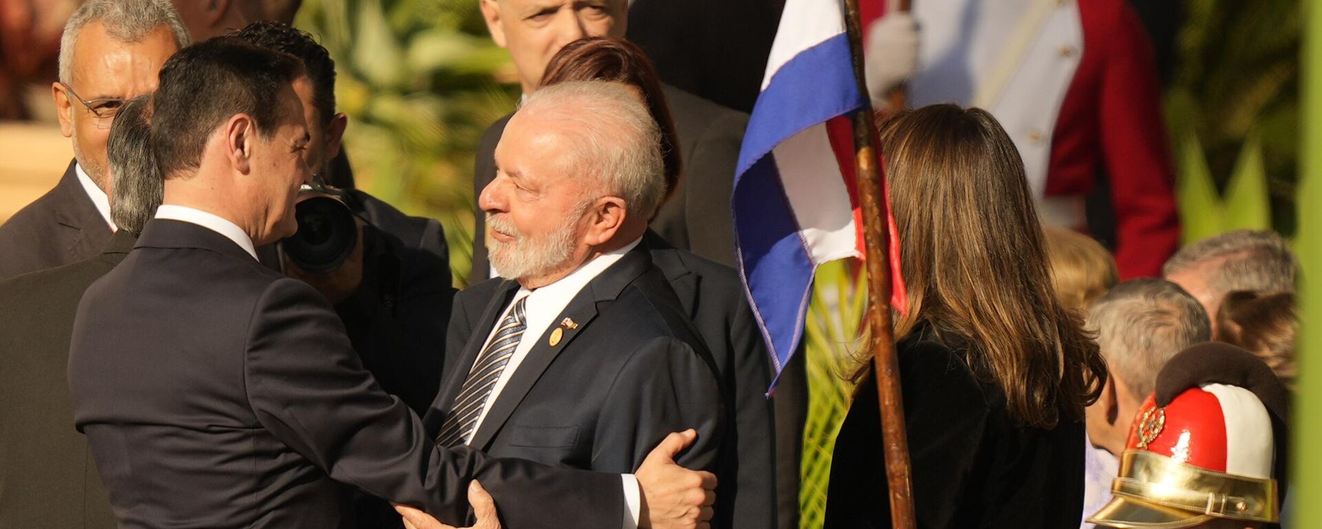 Novo ministro das Relações Exteriores do Paraguai, Rubén Ramírez (à esquerda), recebe o presidente do Brasil, Luiz Inácio Lula da Silva, na posse de Santiago Peña, novo presidente do país vizinho. Assunção, 15 de agosto de 2023 - Sputnik Brasil, 1920, 05.09.2023