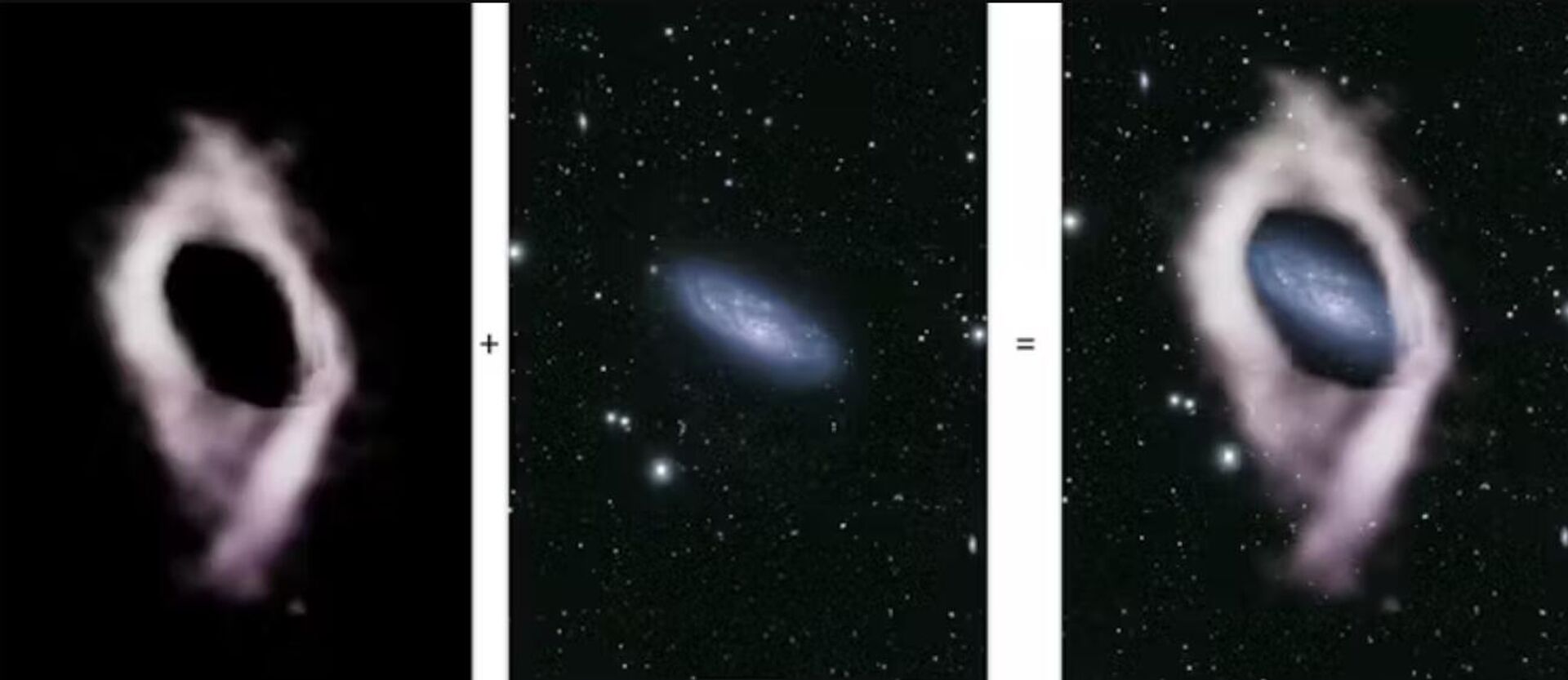 A galáxia NGC 4632 está cercada por um enorme anel de gás que envolve a galáxia em um ângulo muito inclinado em relação ao seu plano galáctico - Sputnik Brasil, 1920, 13.09.2023