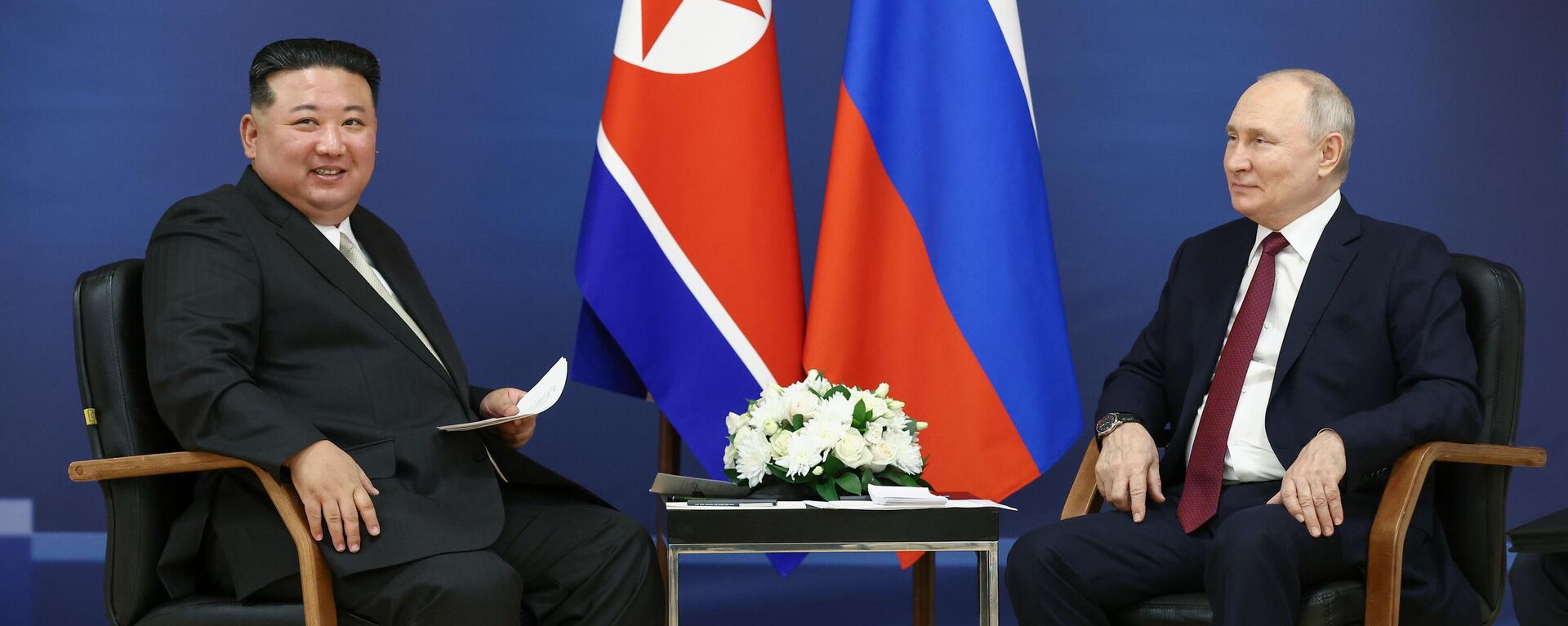 Presidente da Rússia, Vladimir Putin, recebe o líder da Coreia do Norte, Kim Jon-un, no Kremlin, em 13 de setembro de 2023 - Sputnik Brasil, 1920, 13.09.2023