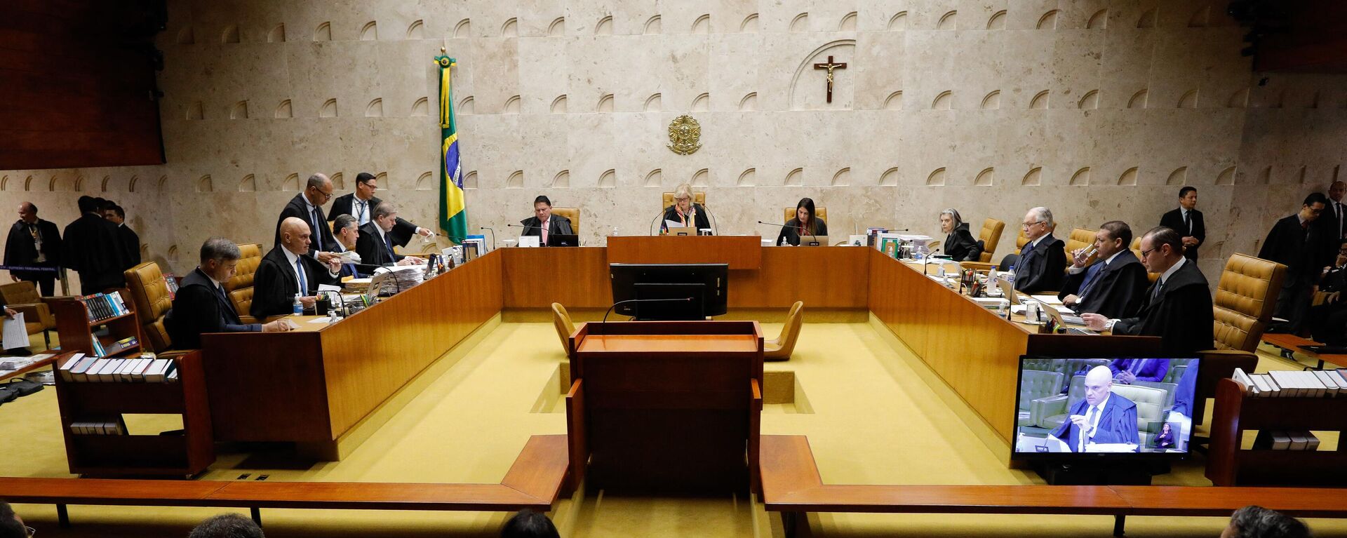 Plenário do Supremo Tribunal Federal (STF) durante os julgamentos das ações contra participantes dos atos do 8 de Janeiro. Brasília (DF), 13 de setembro de 2023 - Sputnik Brasil, 1920, 05.02.2024