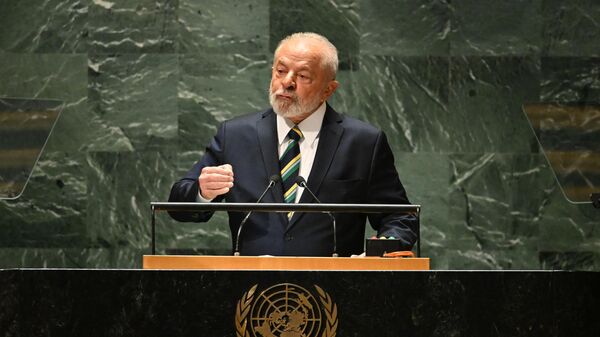 O presidente brasileiro Luiz Inácio Lula da Silva discursa na 78ª Assembleia Geral das Nações Unidas na sede da ONU na cidade de Nova York, 19 de setembro de 2023 - Sputnik Brasil