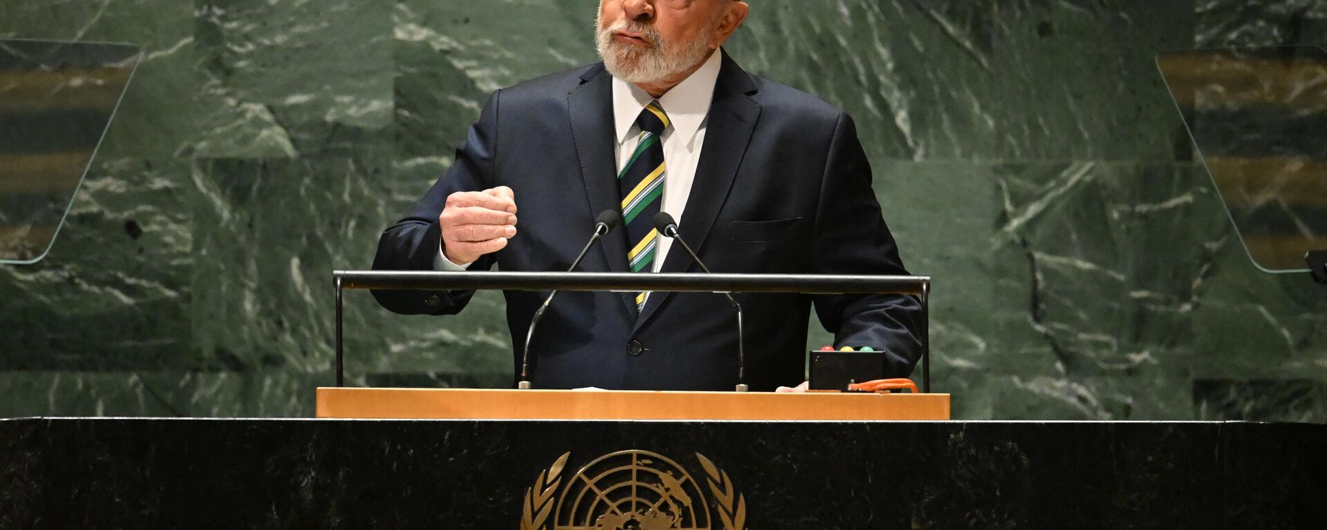 O presidente brasileiro Luiz Inácio Lula da Silva discursa na 78ª Assembleia Geral das Nações Unidas na sede da ONU na cidade de Nova York, 19 de setembro de 2023 - Sputnik Brasil, 1920, 19.09.2023