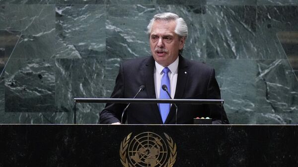 Alberto Fernández discursa na 78ª sessão da Assembleia Geral das Nações Unidas. Nova York, EUA, 19 de setembro de 2023 - Sputnik Brasil
