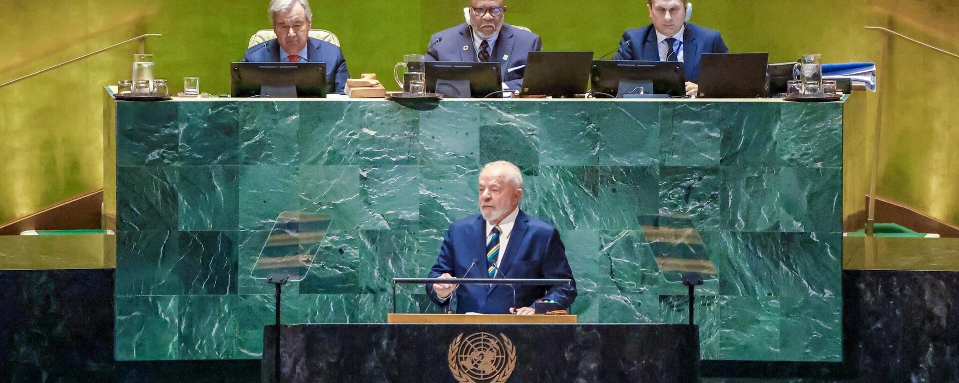 Luiz Inácio Lula da Silva discursa na abertura da 78ª Assembleia Geral da ONU, em Nova York. EUA, 19 de setembro de 2023 - Sputnik Brasil, 1920, 19.09.2023
