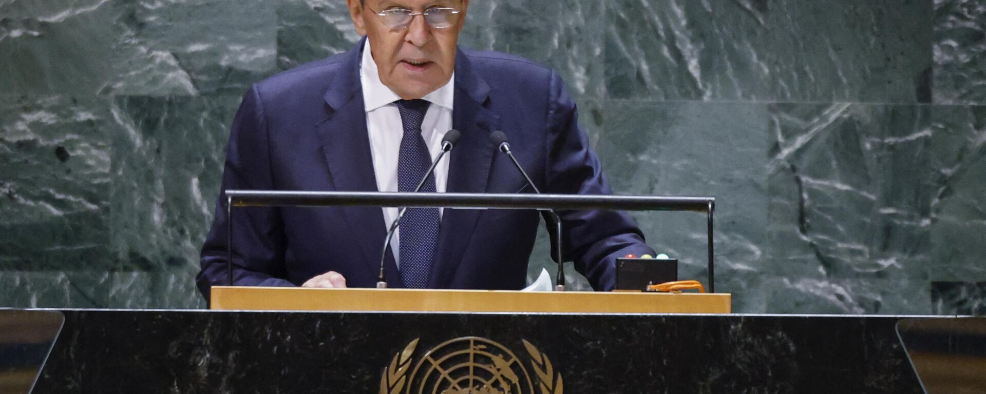 Sergei Lavrov, ministro das Relações Exteriores da Rússia, discursa na 78ª Assembleia Geral das Nações Unidas em Nova York, EUA, 23 de setembro de 2023 - Sputnik Brasil, 1920, 23.09.2023