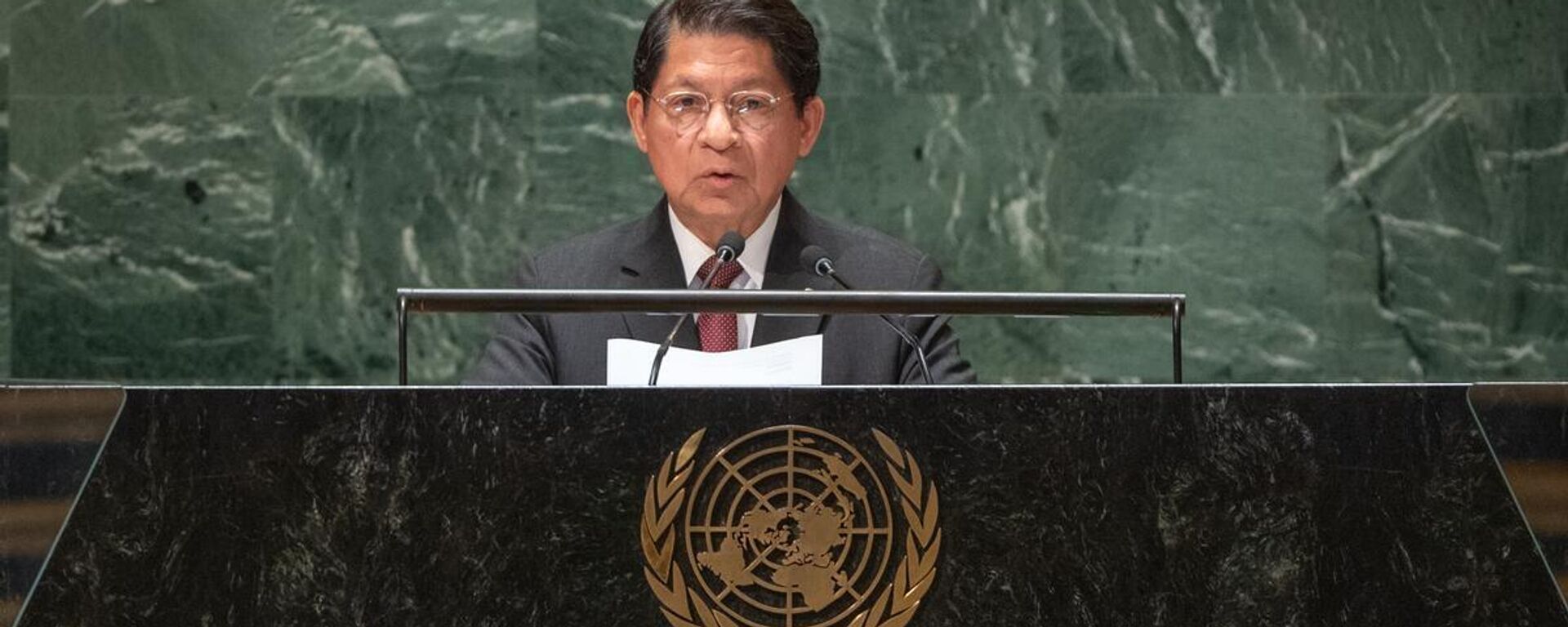 Denis Ronaldo Moncada, ministro das Relações Exteriores da Nicarágua, discursa na 78ª Assembleia Geral da ONU, em 26 de setembro de 2023 - Sputnik Brasil, 1920, 14.04.2024