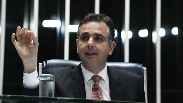 Rodrigo Pacheco conduz a sessão no Senado que aprovou o marco temporal. Brasília (DF), 27 de setembro de 2023 - Sputnik Brasil