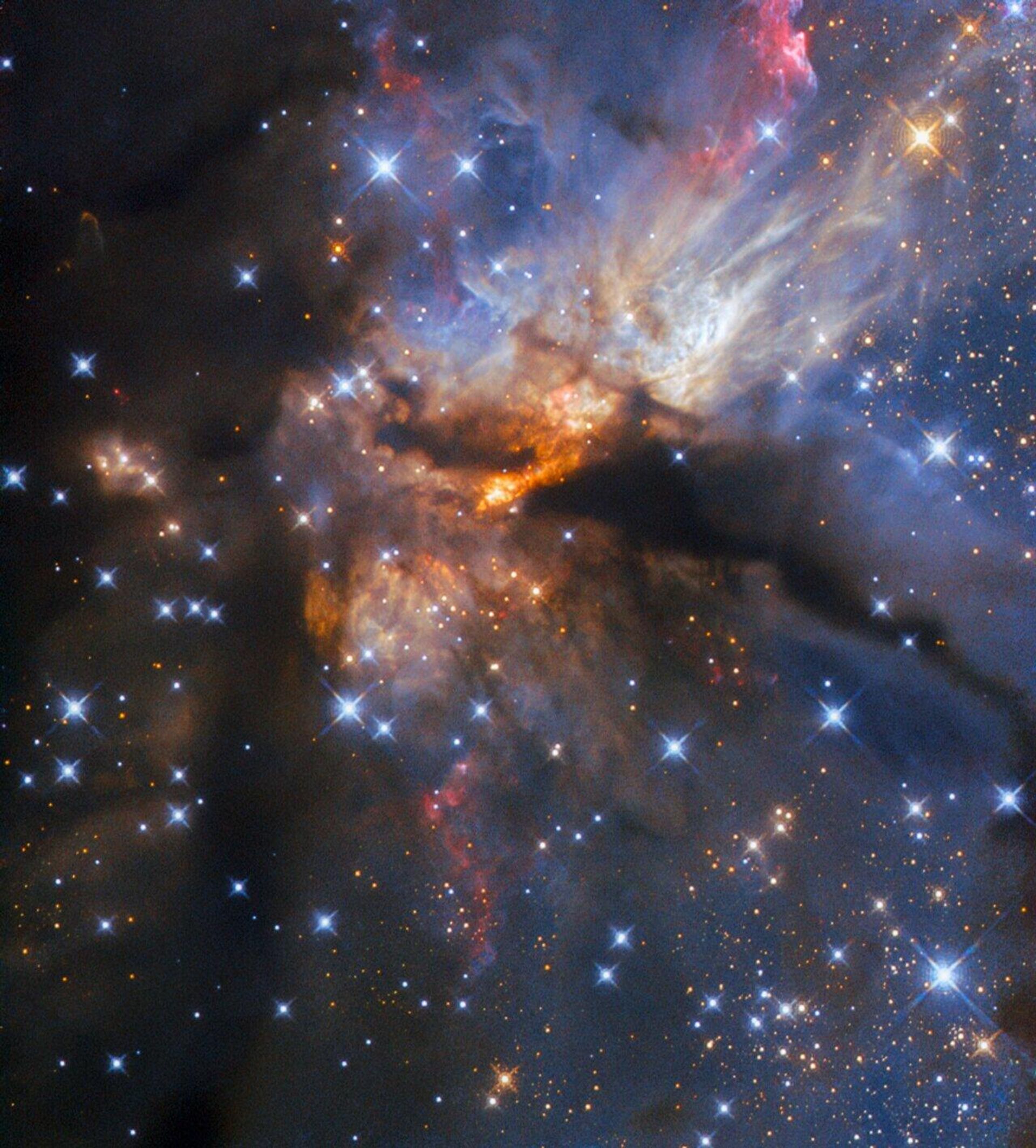 O Telescópio Espacial Hubble registrou a imagem de uma região conhecida como G35.2-0.7N, caracterizada pela sua formação de estrelas de grande massa - Sputnik Brasil, 1920, 02.10.2023