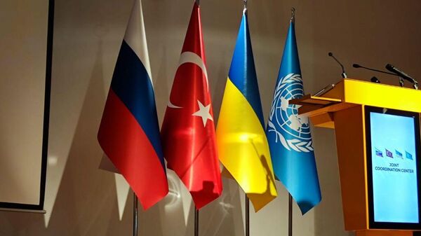 Bandeiras da Rússia, Turquia, Ucrânia e ONU - Sputnik Brasil