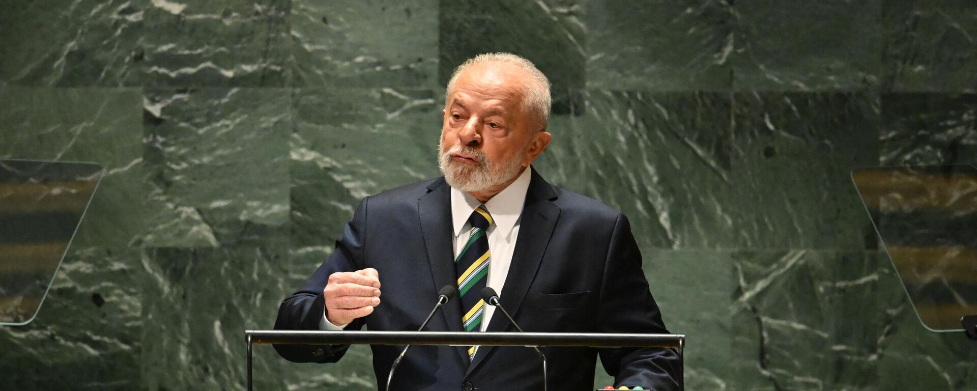 O presidente brasileiro, Luiz Inácio Lula da Silva, discursa na 78ª Assembleia Geral das Nações Unidas, na sede da organização, em Nova York, em 19 de setembro de 2023 - Sputnik Brasil, 1920, 11.10.2023