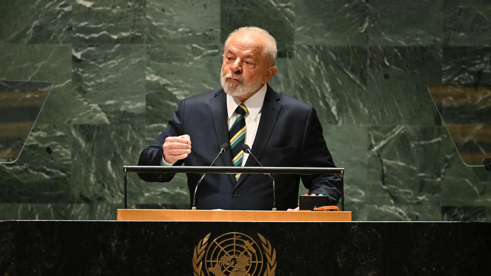 O presidente brasileiro, Luiz Inácio Lula da Silva, discursa na 78ª Assembleia Geral das Nações Unidas, na sede da organização, em Nova York, em 19 de setembro de 2023 - Sputnik Brasil, 1920, 03.11.2023