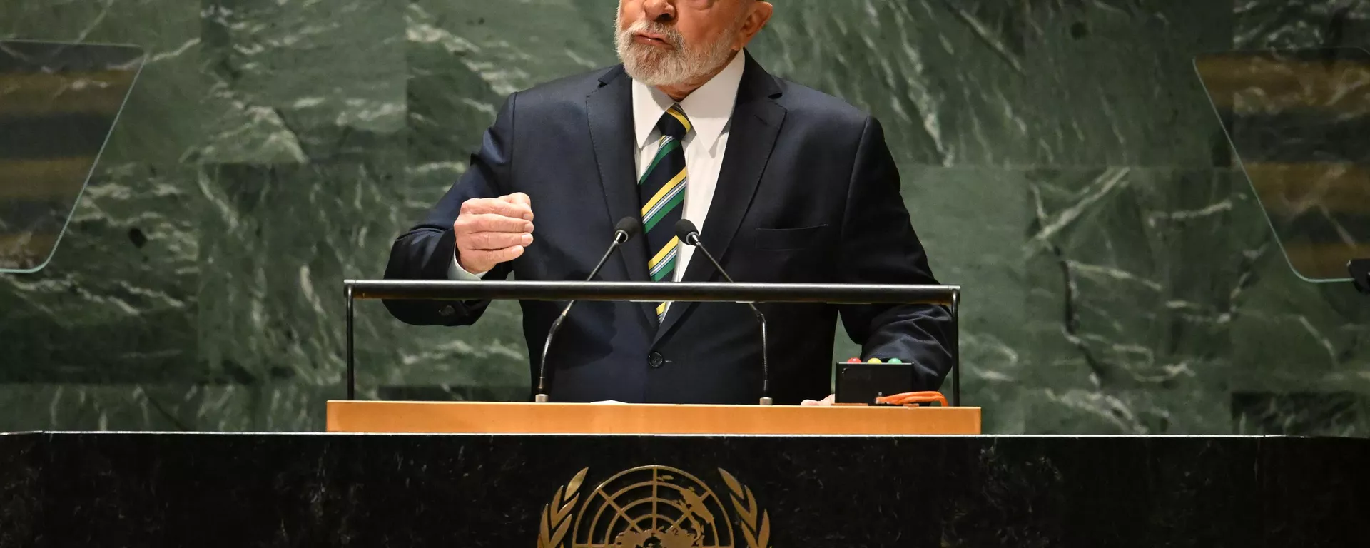 O presidente brasileiro Luiz Inácio Lula da Silva discursa na 78ª Assembleia Geral das Nações Unidas na sede da ONU na cidade de Nova York em 19 de setembro de 202 - Sputnik Brasil, 1920, 11.10.2023