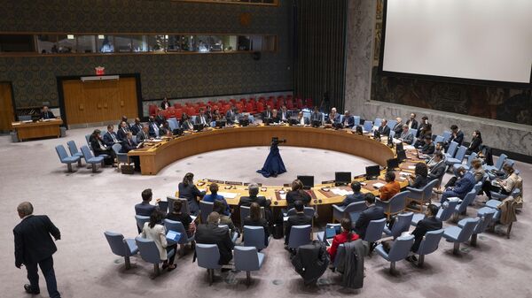 Membros do Conselho de Segurança da ONU reunidos na sede da organização, em Nova York. EUA, 9 de outubro de 2023 - Sputnik Brasil