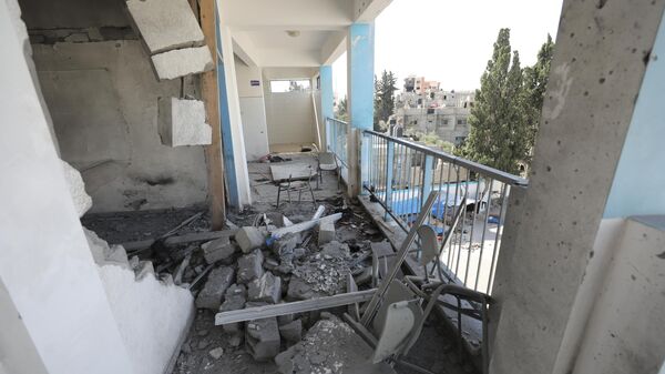 Escola da ONU destruída por bombardeios. Gaza, 17 de outubro de 2023 - Sputnik Brasil