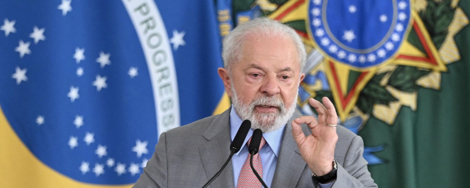 O presidente brasileiro, Luiz Inácio Lula da Silva, fala durante o lançamento do Programa Combustível do Futuro, no Palácio do Planalto. Brasília, 14 de setembro de 2023 - Sputnik Brasil, 1920, 27.10.2023