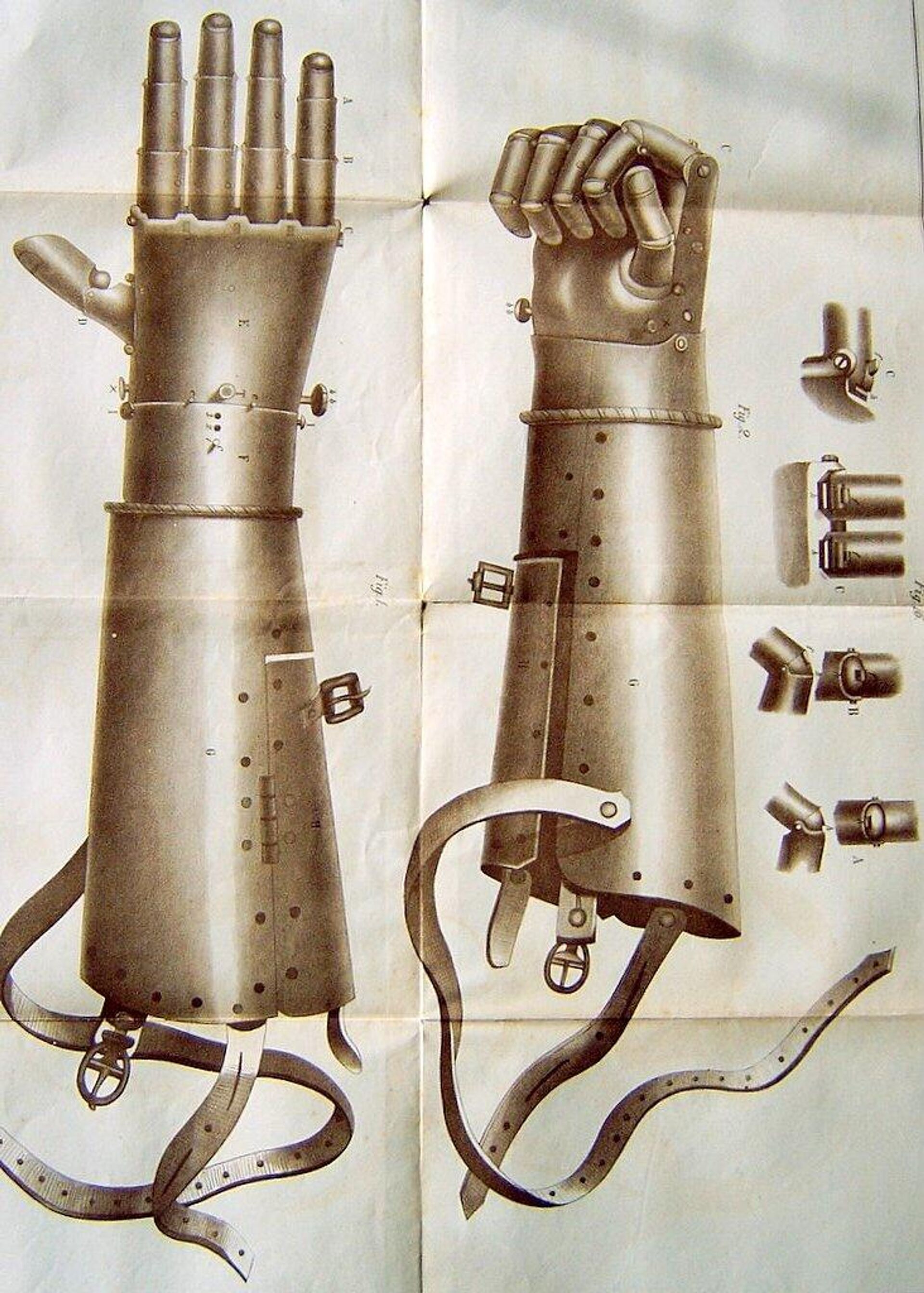 Prótese de mão em ferro usada por Gottfried von Berlichingen cavaleiro imperial alemão da Idade Média  - Sputnik Brasil, 1920, 29.10.2023