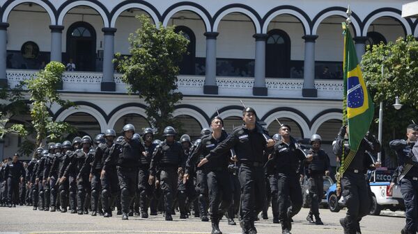Batalhão de Rondas Especiais e Controle de Multidão (Recom) da Polícia Militar do Estado do Rio de Janeiro, em 12 de dezembro de 2018 - Sputnik Brasil