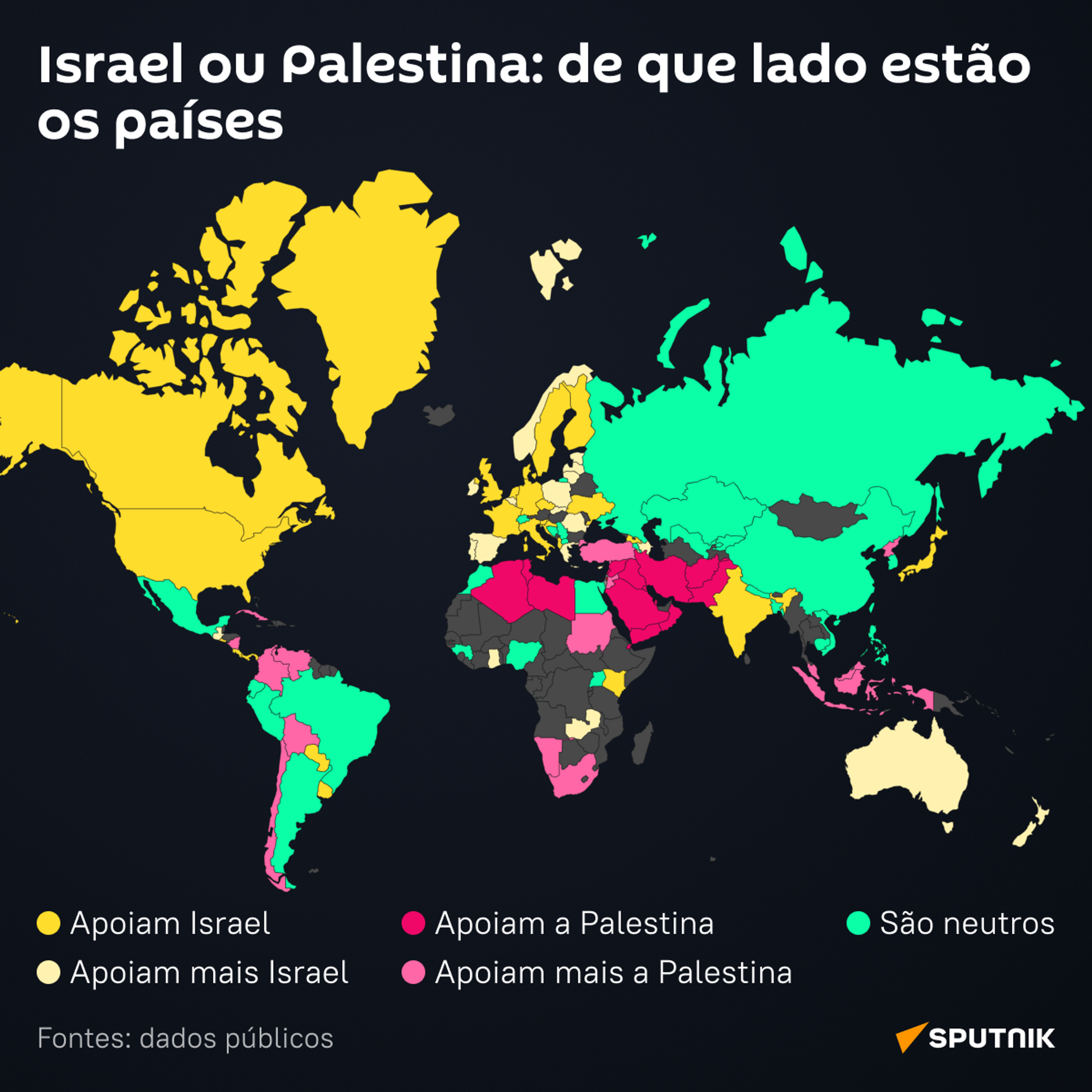 Conflito no Oriente Médio: quais países apoiam Israel e quem defende a Palestina? - Sputnik Brasil, 1920, 06.11.2023